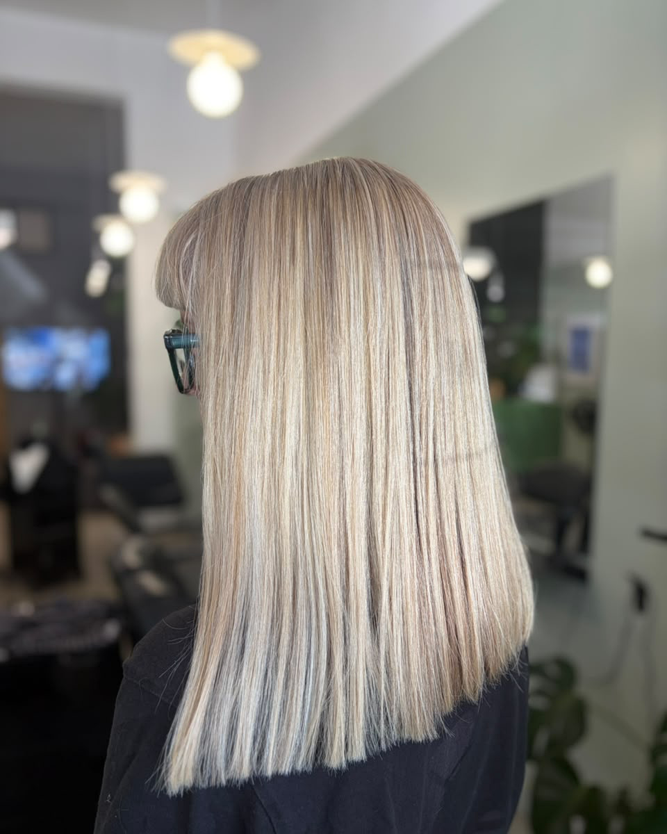 Blonde blunt bob by Birdhaven Studio
